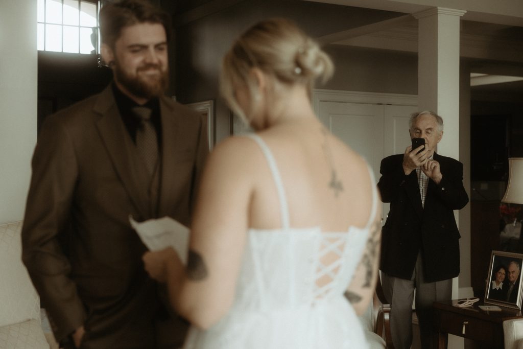 Documentary style backyard wedding photography